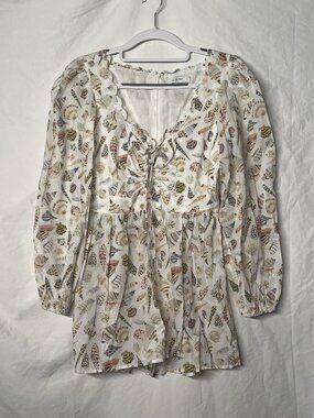 Marysia Sip Sip Printed Cotton Playsuit Ropmer Sea Shell Pattern SIZE XS